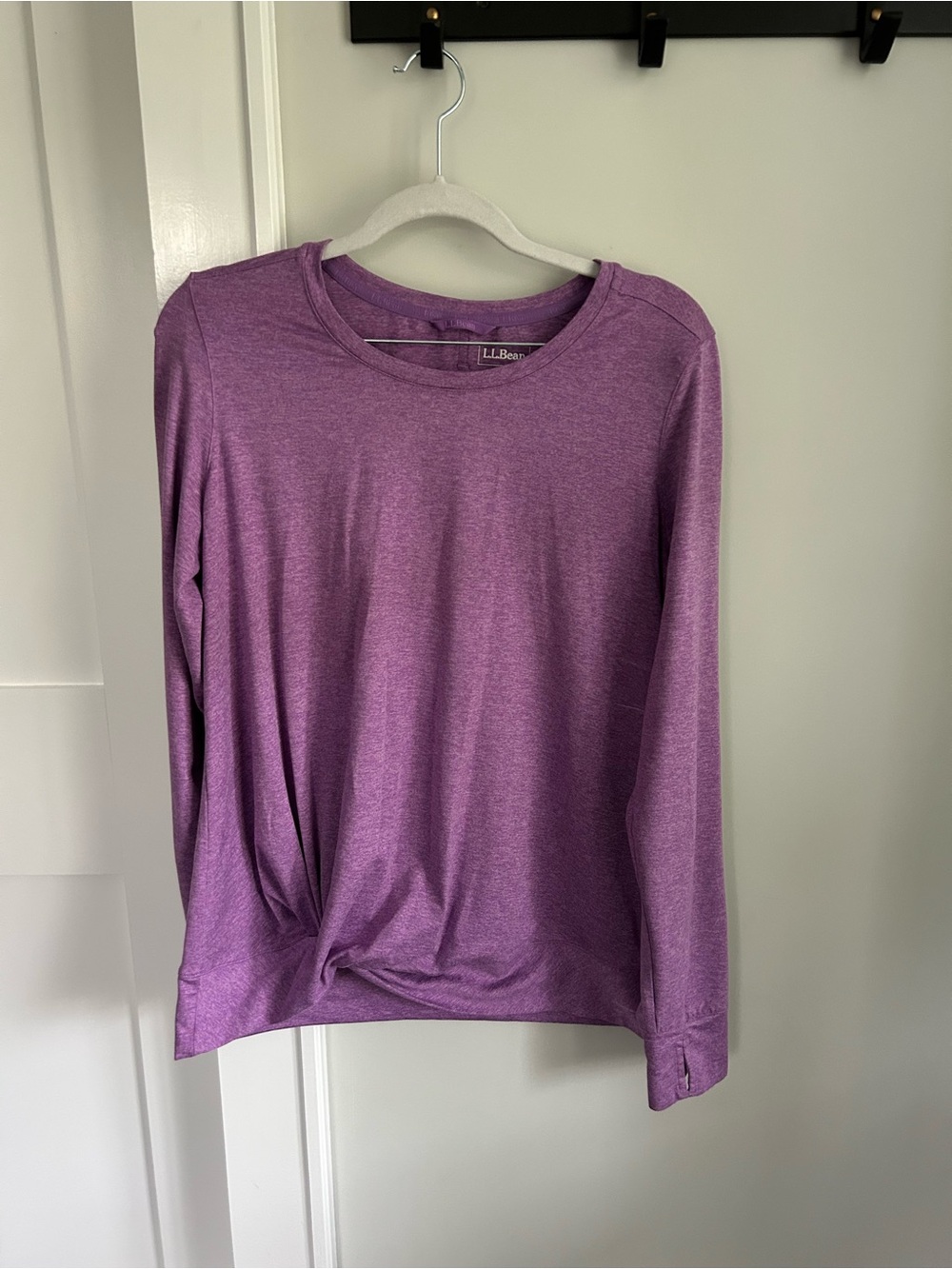 L.L. Bean Heathered Lavender Long-Sleeve Crew Tee